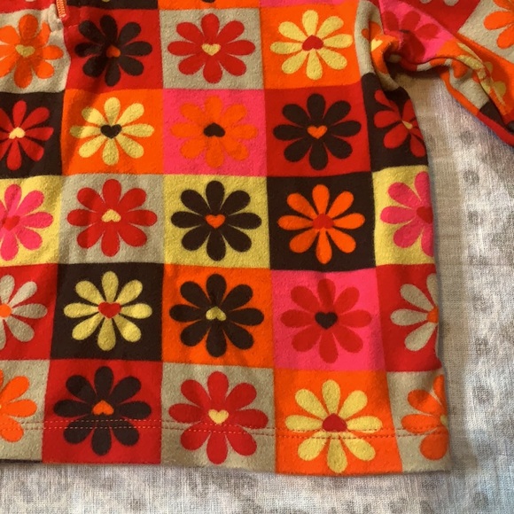 Moschino Junior Flower Orange Red Long Sleeve Zip Shirt Sz Girls 8 - Picture 3 of 15